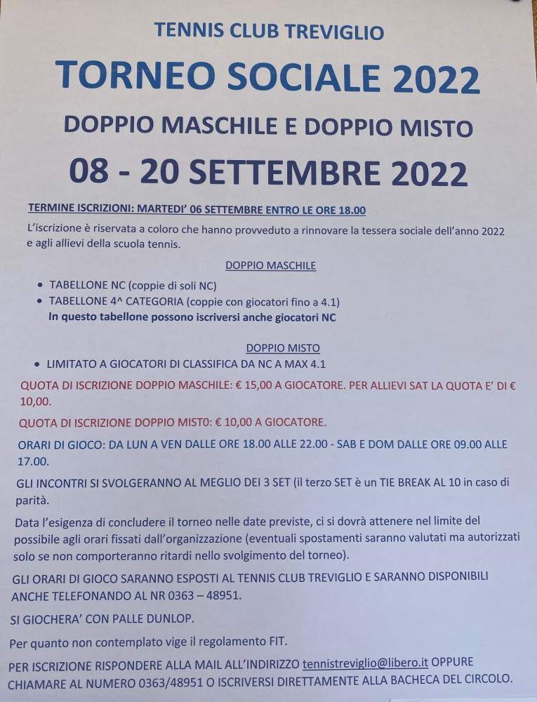 torneo sociale di doppio